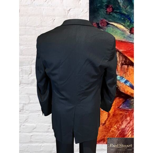 Paul Stuart Mens 42L Navy Blue Flannel Finish Super 100s Blazer Sport Jacket - Picture 7 of 16